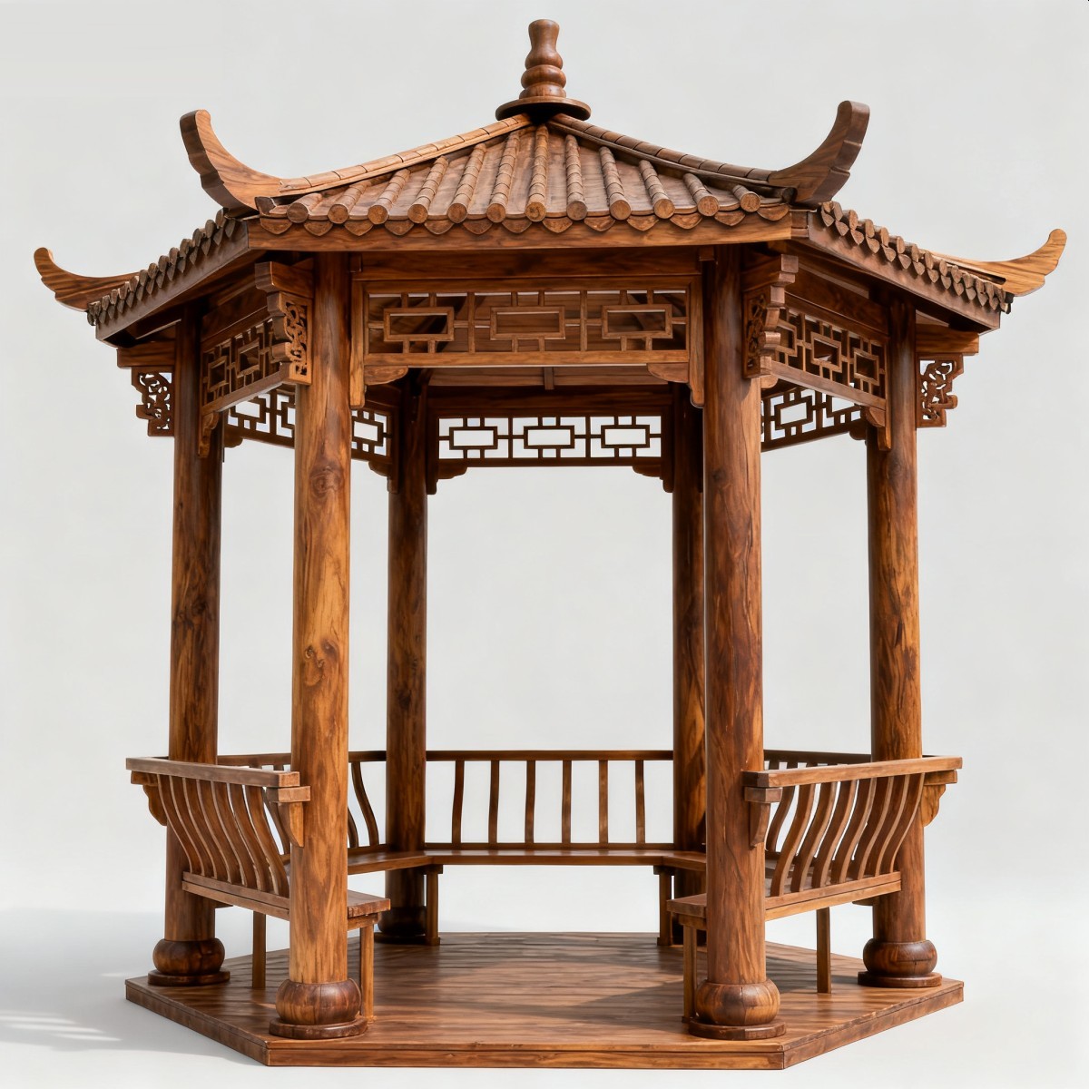 新疆中式风格防腐木凉亭,实木凉亭,木亭